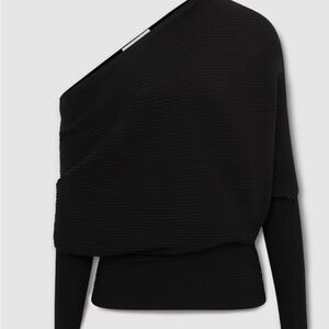 Reiss Lorna
Asymmetric Draped Knitted Sweater  Jumper in Black size Large